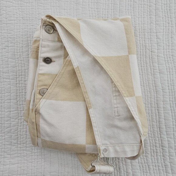 Forever 21 Men/Unisex Bib Overalls Size M (36x30) Beige White Color Block EUC - Picture 15 of 16